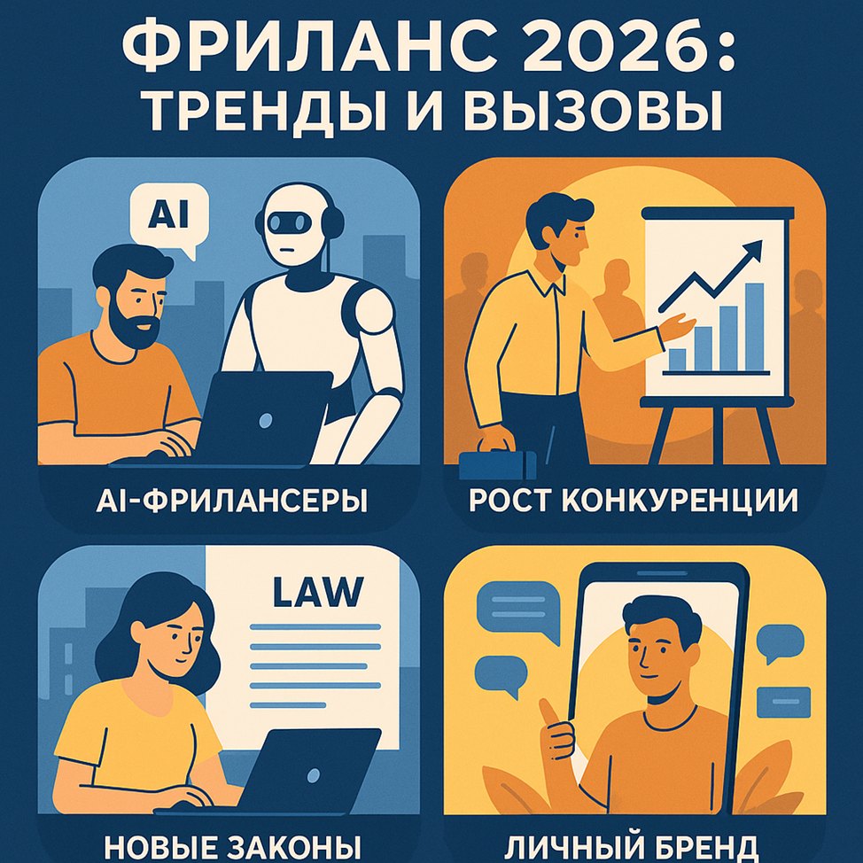 Фриланс 2026: тренды и вызовы — AI-фрилансеры, рост конкуренции, новые законы, личный бренд
