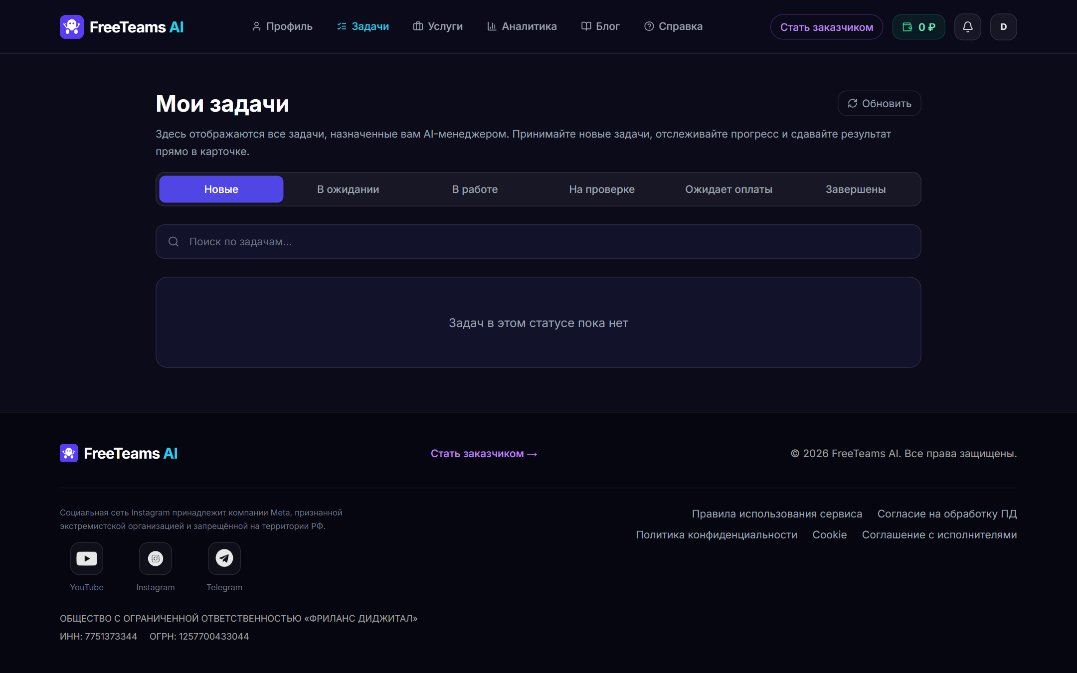 Список задач исполнителя